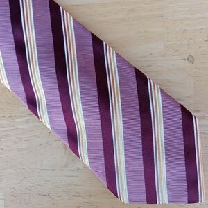 Canali Burgundy and Cream Striped Tie